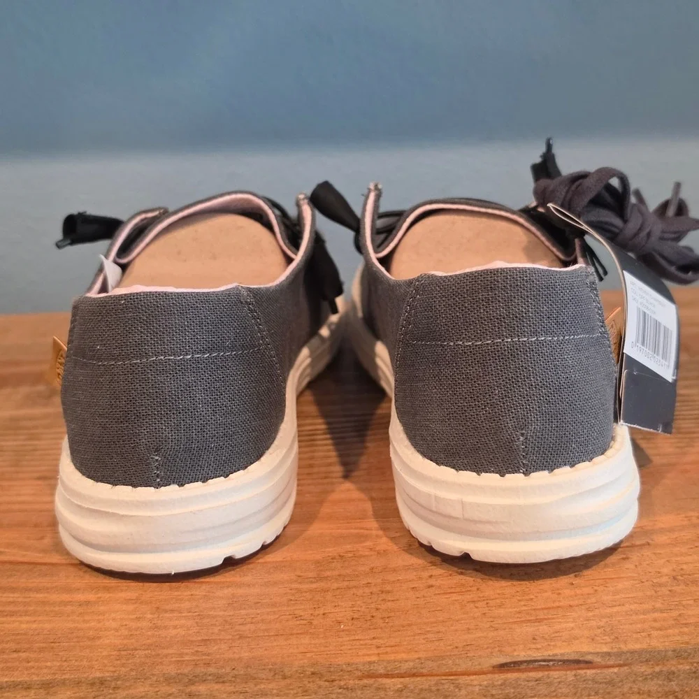 Hey Dude Womens Wendy Chambray Loafers Grey Canvas Slip On Casual Shoes Size 10 - Picture 4 of 12